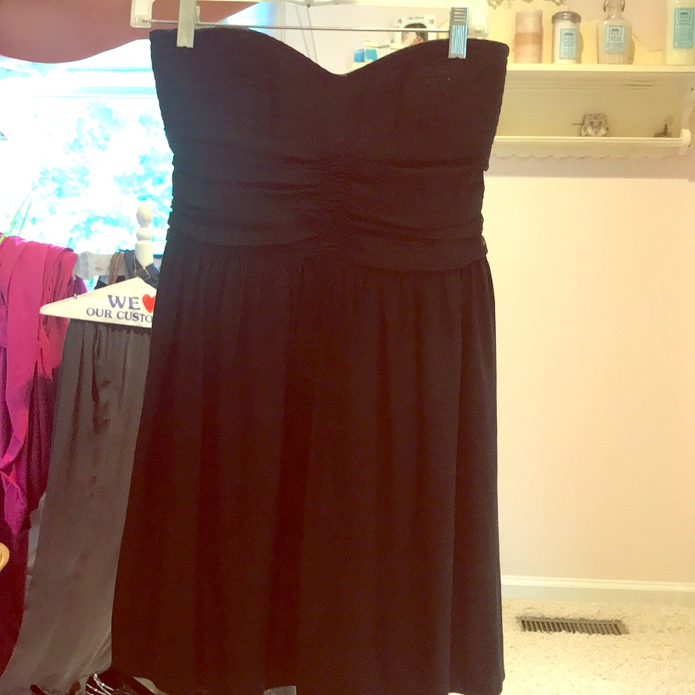 Black silk strapless dress